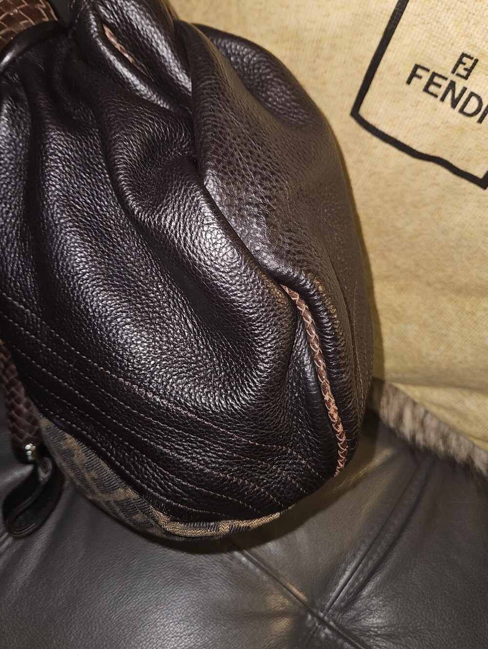 FENDI Nappa Nuvolata Vitello Tortuga Spy Bag - Picture 8 of 16